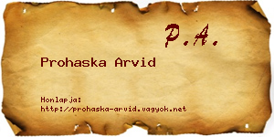 Prohaska Arvid névjegykártya